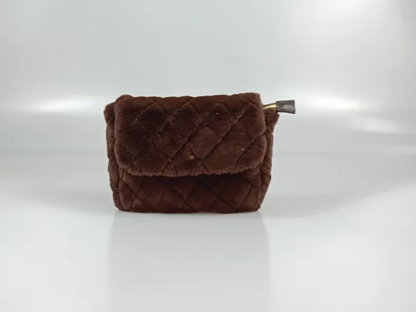 Brown Plush Cosmetic Bag