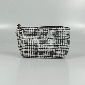 Black And White Striped Cosmetic Bag