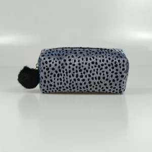 Silver Leopard Print Cosmetic Bag