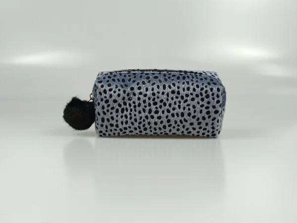 Silver Leopard Print Cosmetic Bag