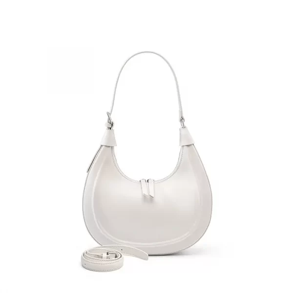 White Leather Saddle Bag