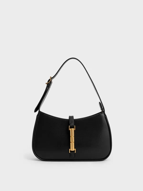 French Retro Shoulder Bag - Black