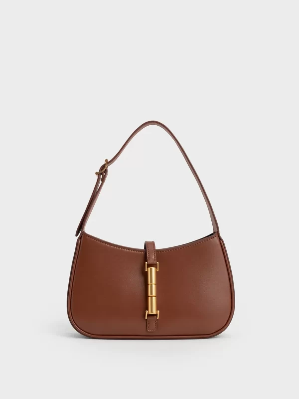 French Retro Shoulder Bag - Brown