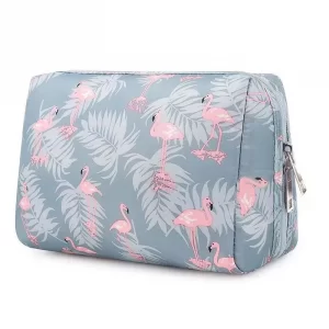 Portable Ostrich Flower Print Cosmetic Bag