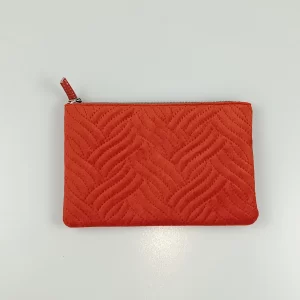 Orange Velvet Printed Pouch Bag