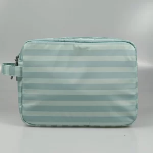 Large Capacity Green Striped Cosmetic Bag