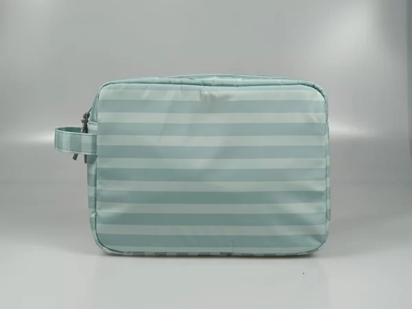 Large Capacity Green Striped Cosmetic Bag