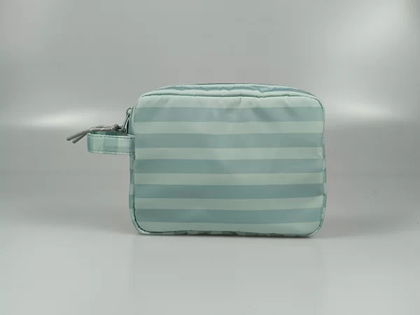 Medium Green Stripe Cosmetic Bag