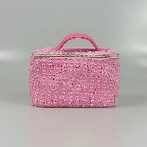 Pink Polyester Cosmetic Bag