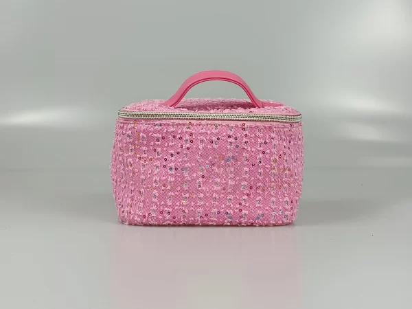 Pink Polyester Cosmetic Bag