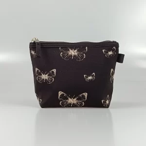 Black Butterfly Print Cosmetic Bag