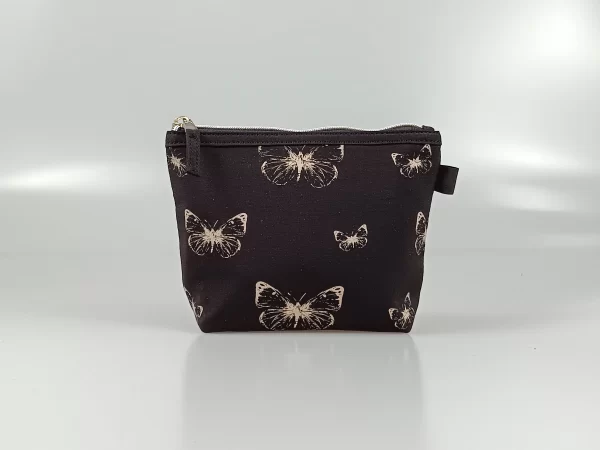 Black Butterfly Print Cosmetic Bag