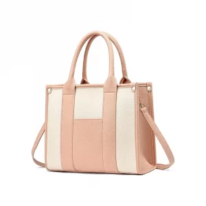 Large Capacity Colorblock Tote Bag-Pink