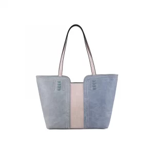 Light Blue PU Stitching Tote Bag