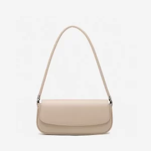 Cream Color Leather Shoulder Bag