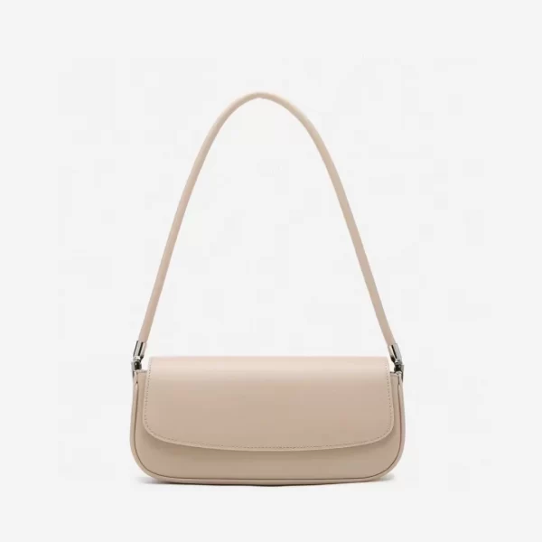 Cream Color Leather Shoulder Bag